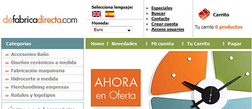 Diseño web tienda online defabricadirecta.com